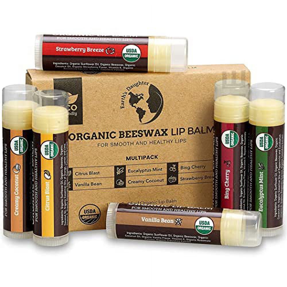 USDA Organic Lip Balm 6Pack by Earth's Daughter Fruit Flavors