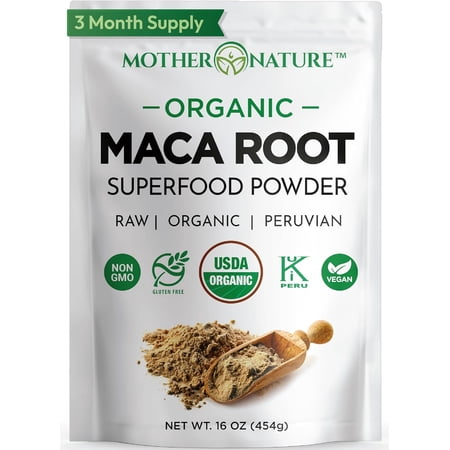 USDA Organic Maca Root Powder - 16oz | Natural Energy Boost, Supports Hormonal Balance, Rich in Nutrients for Vegan & Gluten-Free Diets | Non-GMO, Raw Superfood Powder