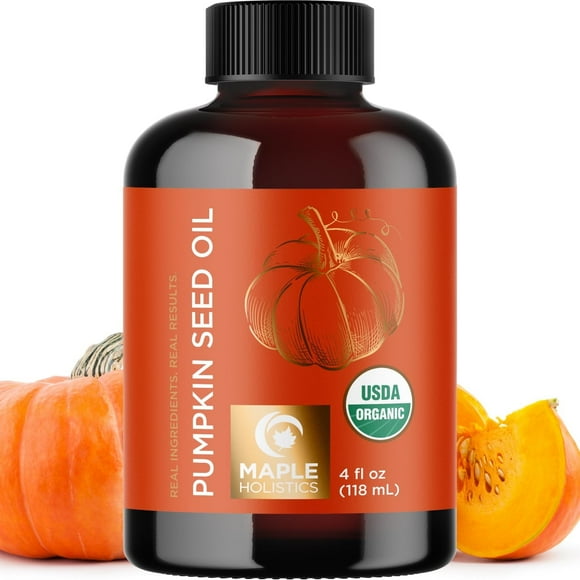 USDA Organic Pumpkin Seed Oil - 100% Pure Pumpkin Seed Oil for Hair Growth Dry Skin and Anti Aging Face Oil - Organic Hair Oil for Dry Damaged Hair and Growth - Virgin Cold Pressed & Unrefined (4oz)