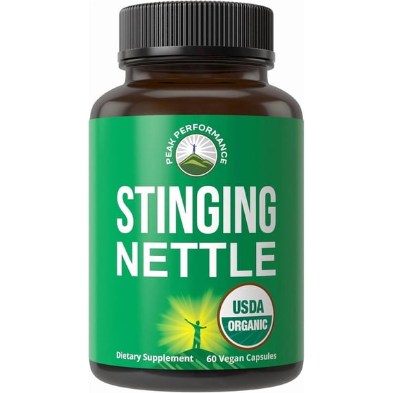 USDA Organic Stinging Nettle Vegan Capsules Made with Stinging Nettle Leaf Powder for Prostate, Hair Growth, Allergy. Better Than Root or Seed Extract. Plant Based Herb Supplement Tablets, 60 Pills