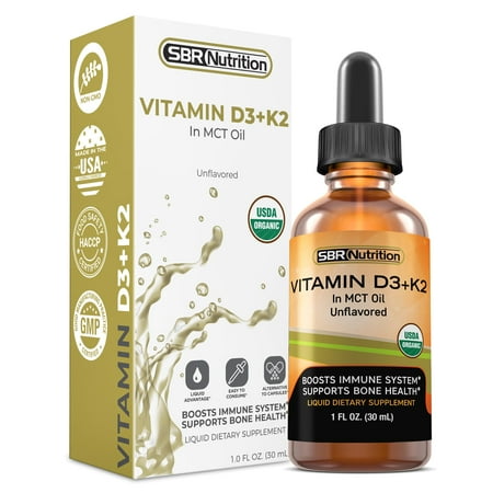 MAX ABSORPTION Vitamin D3 + K2 (MK-7) Sublingual Liquid Drops with MCT Oil | Naturally Unflavored | Helps Support Strong Bones and Healthy Heart, Boost Immune System