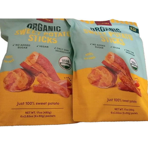 USDA Orgnic Sweet Potato Sticks SnackYard 6 Packs x 2.82oz each 17oz 480g (Two Bags) total 12 Packs