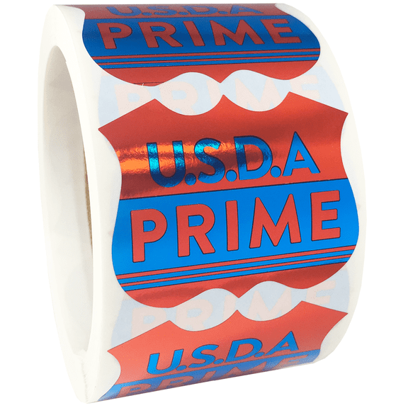 USDA PRIME Grocery Store Food Red & Blue Labels | 2 x 2" inches - 500 Pack | InStockLabels.com