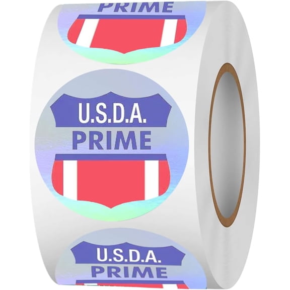 USDA Prime Stickers,1.5 Inch Grocery Store Food Labels Round Meat Food Packaging Labels Beef Grocery Store Meat Packaging Sticker,500 Pcs