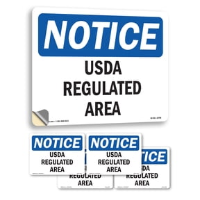 USDA Regulated Area OSHA Notice Vinyl Decal Label 10 Inch x 7 Inch - 5 Pack