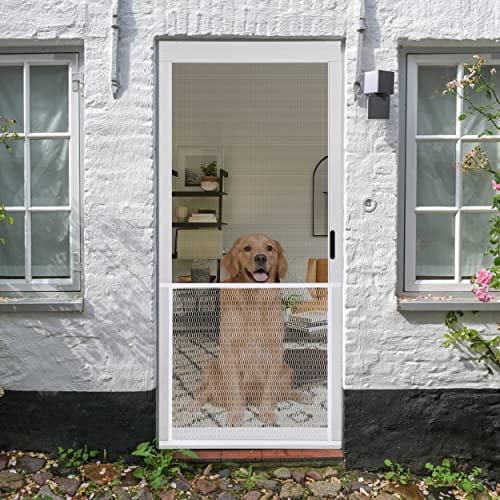 USDF Steel Pet Grille (White 36 Inch) Rv Screen Door Protector for Dogs