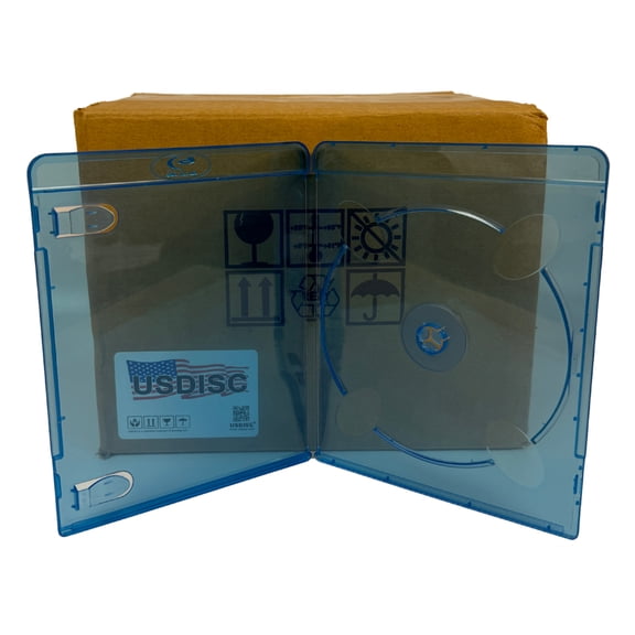 USDISC Blu-ray Cases Slimline 7mm, Single 1 Disc, Clear Blue, Pack Of 400