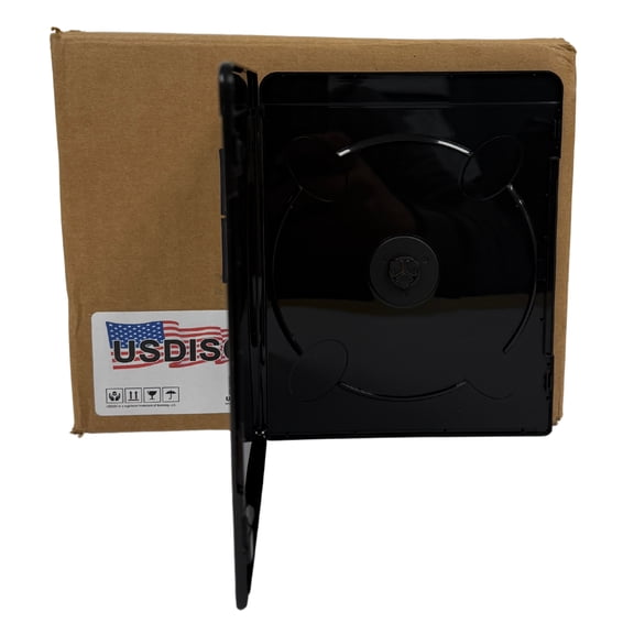 USDISC Blu-ray Cases Slimline 7mm, Single 1 Disc, Glossy Black, Pack Of 10
