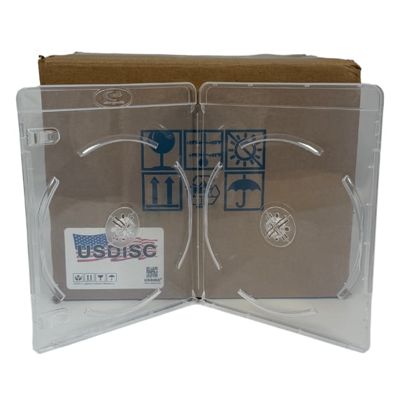 USDISC Blu-ray Cases Standard 11mm, Double 2 Disc, Clear, Pack Of 200