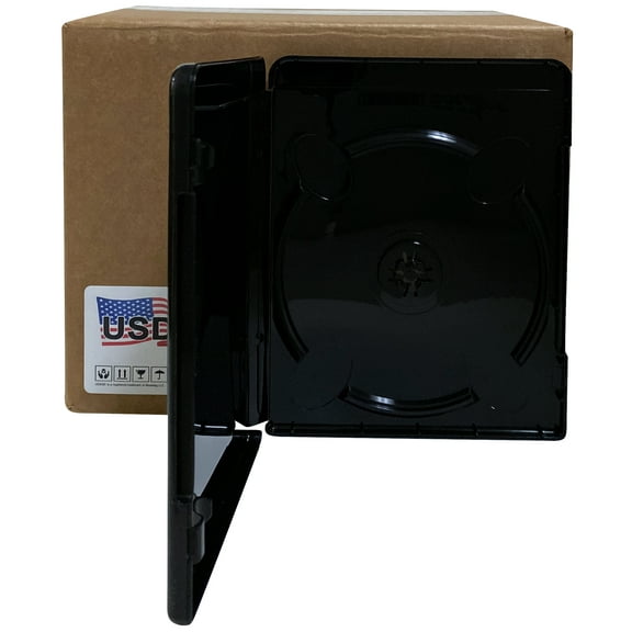 USDISC Blu-ray Cases Standard 12mm, Single 1 Disc, Glossy Black, Pack Of 200