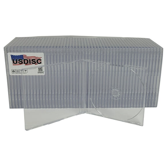 USDISC CD Jewel Cases Slimline 7.2mm, Single 1 Disc, Clear, Pack Of 400