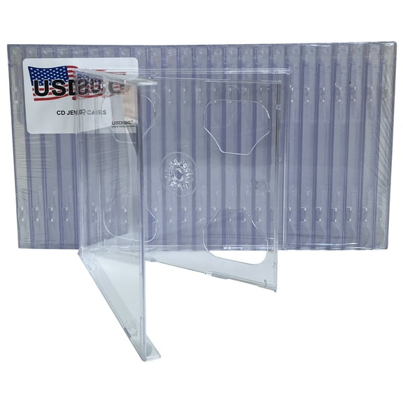 USDISC CD Jewel Cases Standard 10.4mm, Double 2 Disc, Clear, Pack Of 2000