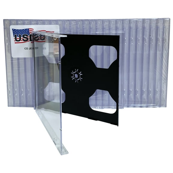 USDISC CD Jewel Cases Standard 10.4mm, Triple 3 Disc, Black, Pack Of 200