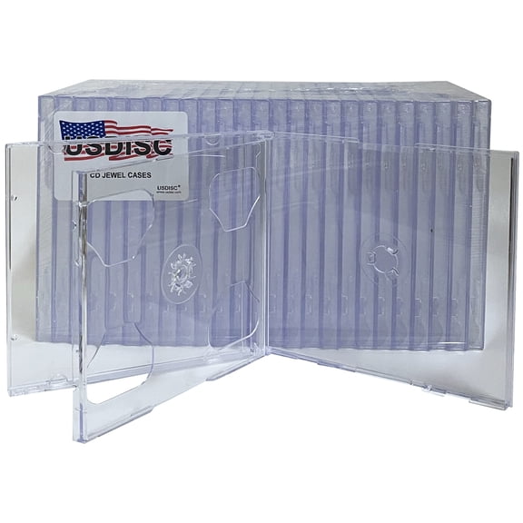 USDISC CD Jewel Cases Standard 10.4mm, Triple 3 Disc, Clear, Pack Of 100