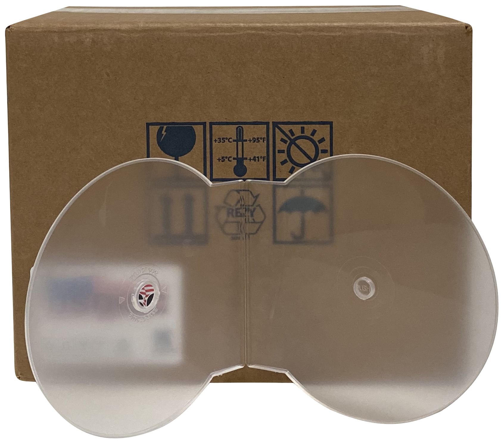 USDISC Clamshell Cases Economy, Single 1 Disc, Clear, Pack Of 50
