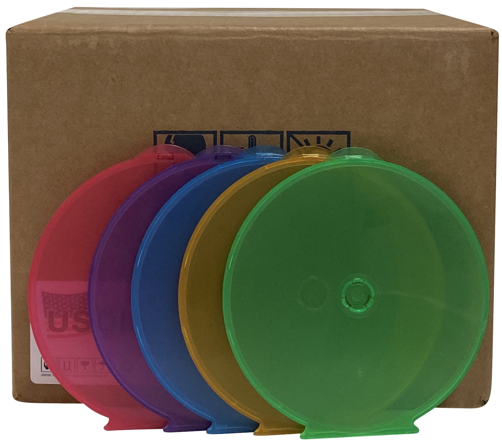 USDISC Clamshell Cases, Single 1 Disc, Multicolor, Pack Of 25
