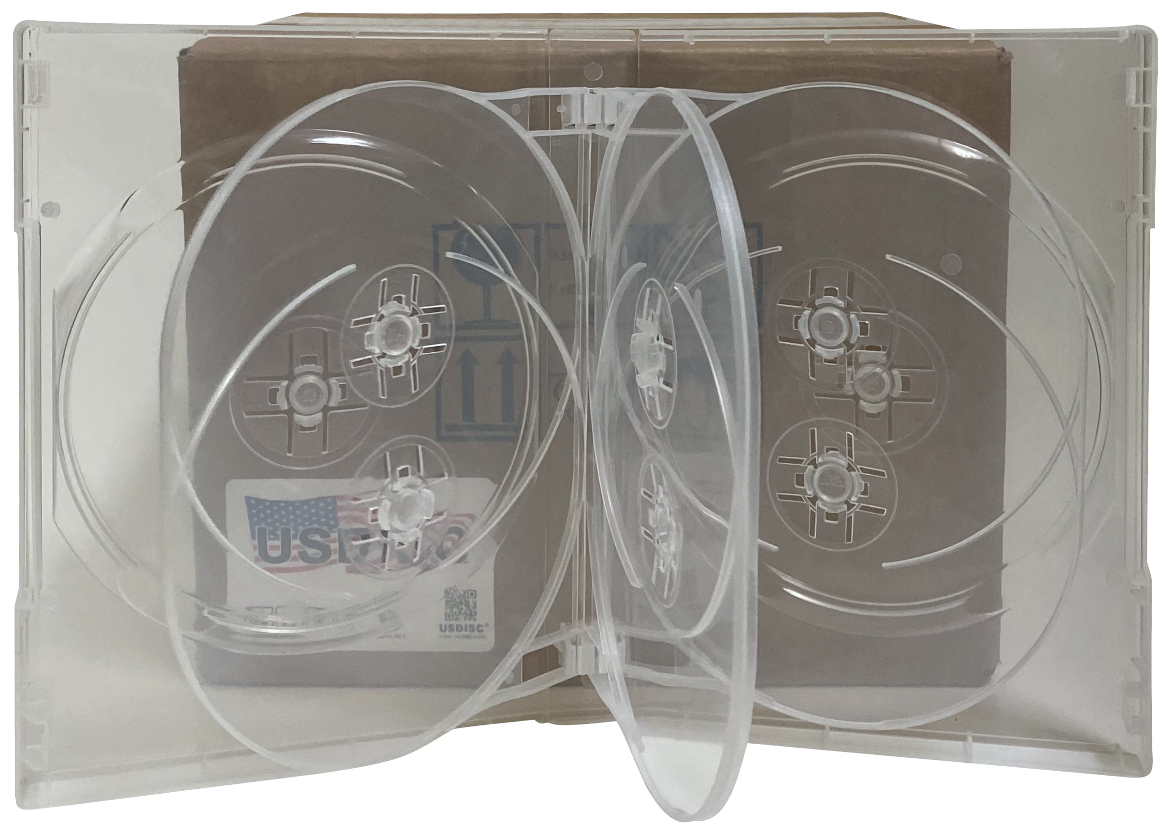 USDISC DVD Cases Chubby 27mm Economy, Octuple 8 Disc, Clear, Pack Of 5