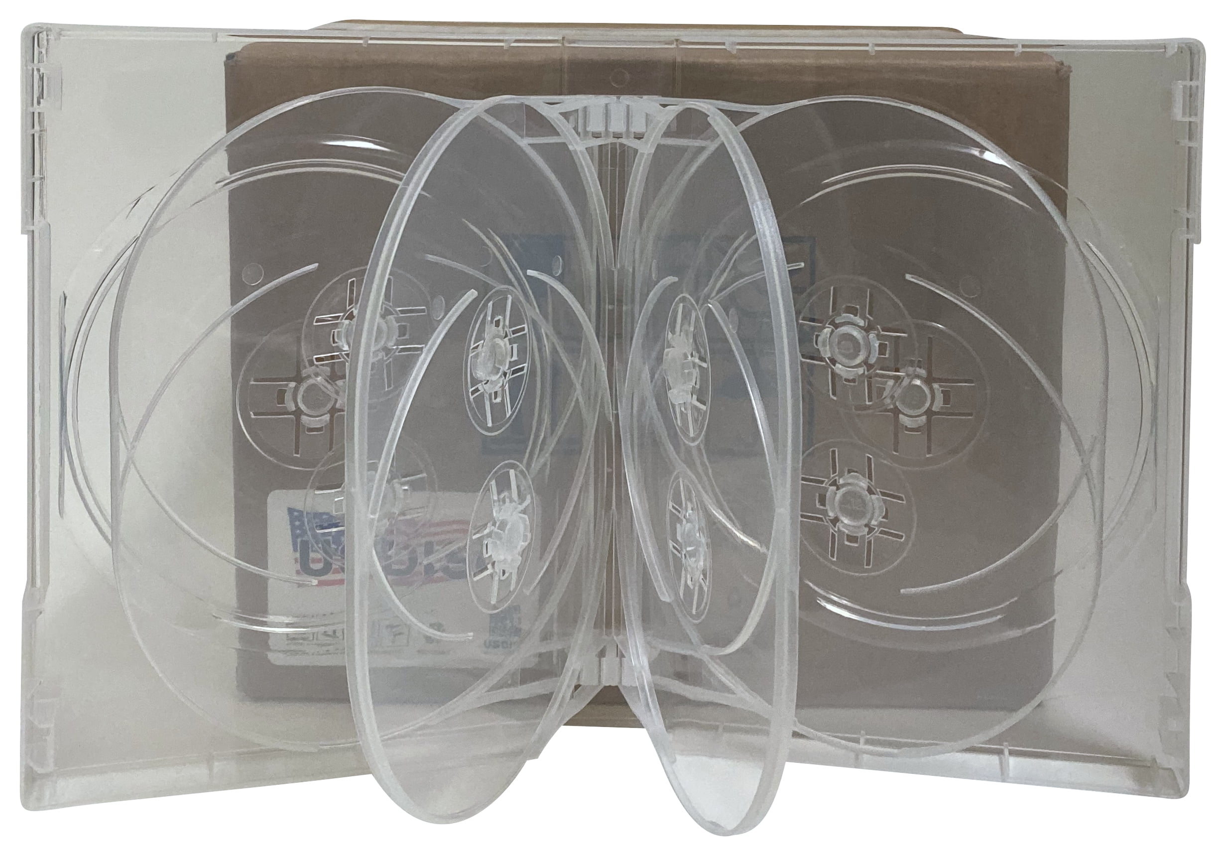 USDISC DVD Cases Chubby 33mm Economy, Decuple 10 Disc, Clear, Pack Of 10