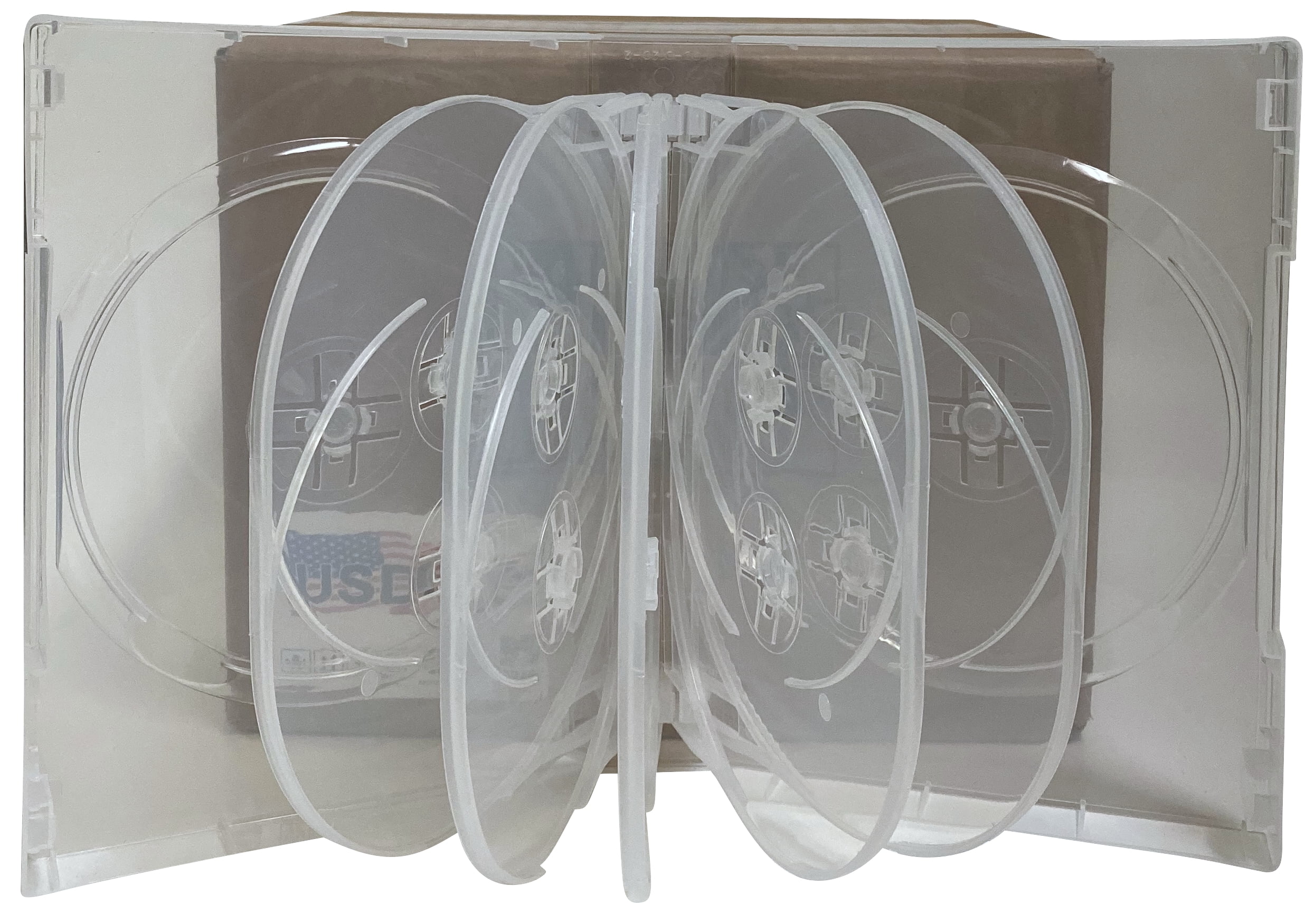 USDISC DVD Cases Chubby 39mm Economy, Duodecuple 12 Disc, Clear, Pack Of 100