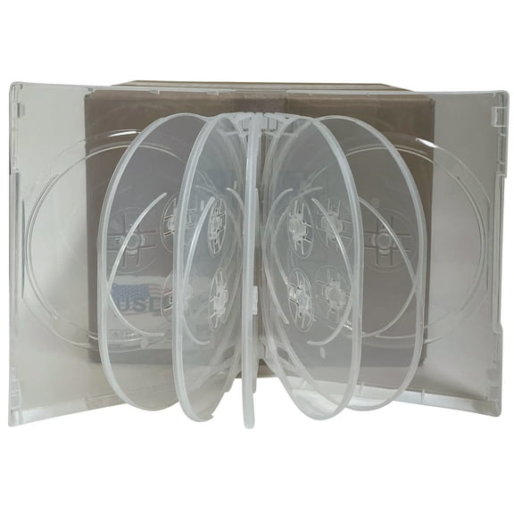 USDISC DVD Cases Chubby 39mm Economy, Duodecuple 12 Disc, Clear, Pack Of 5
