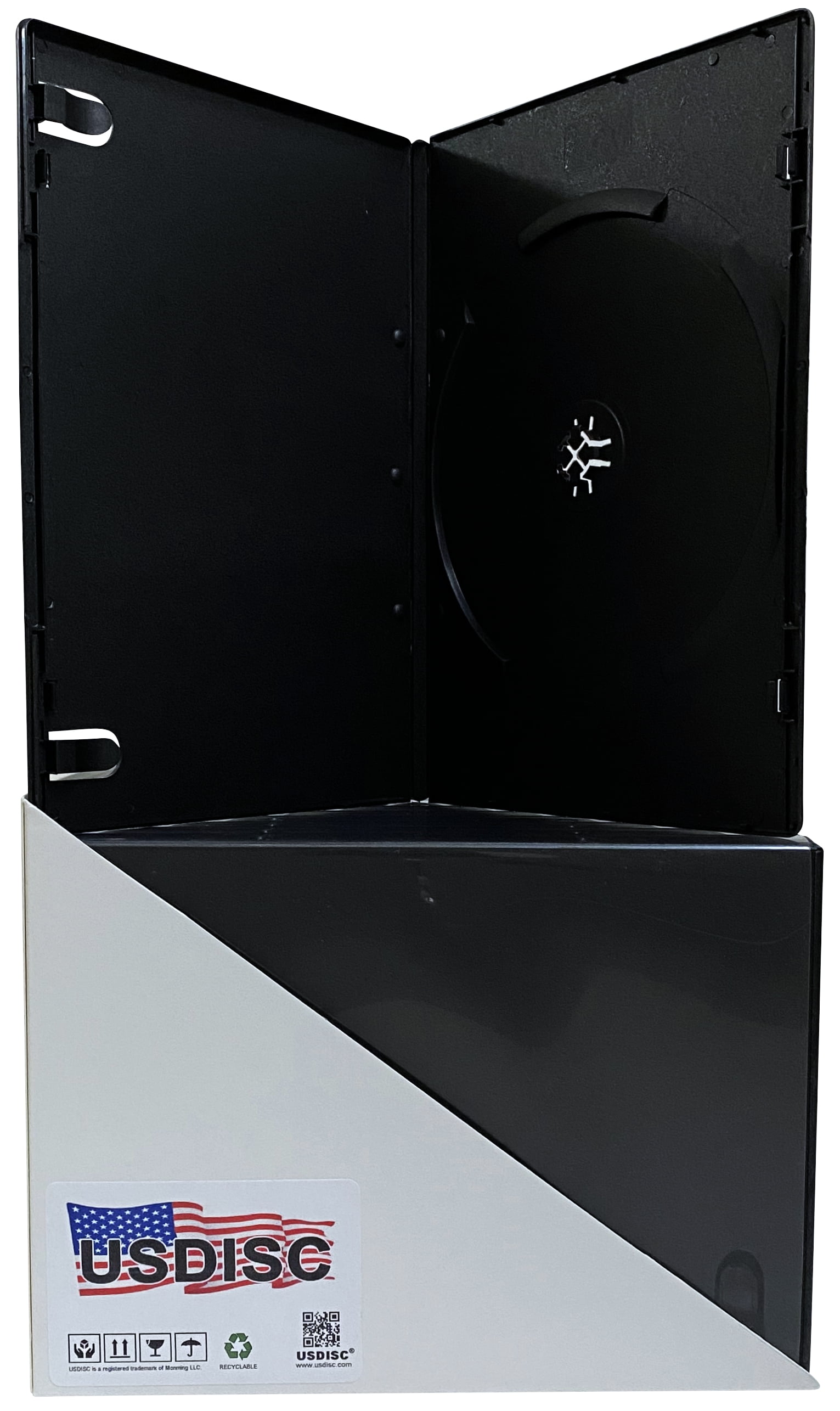 USDISC DVD Cases Slimline 7mm Economy, Single 1 Disc, Black, Pack Of 50