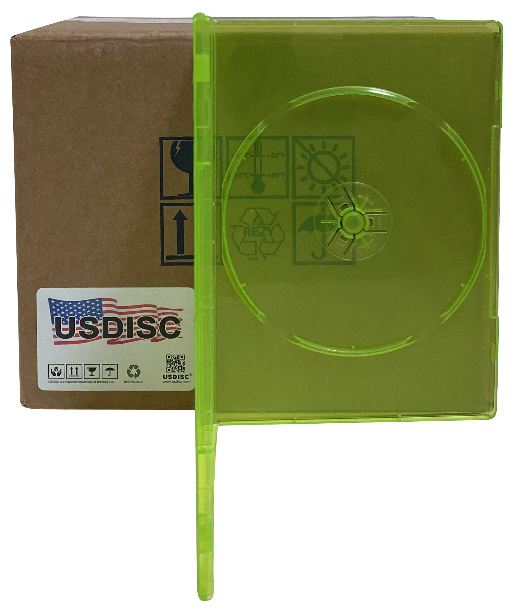 Disc Case Paper USDISC DVD Cases Slimline 7mm Premium, Single 1 Disc, Clear Green, Pack ...