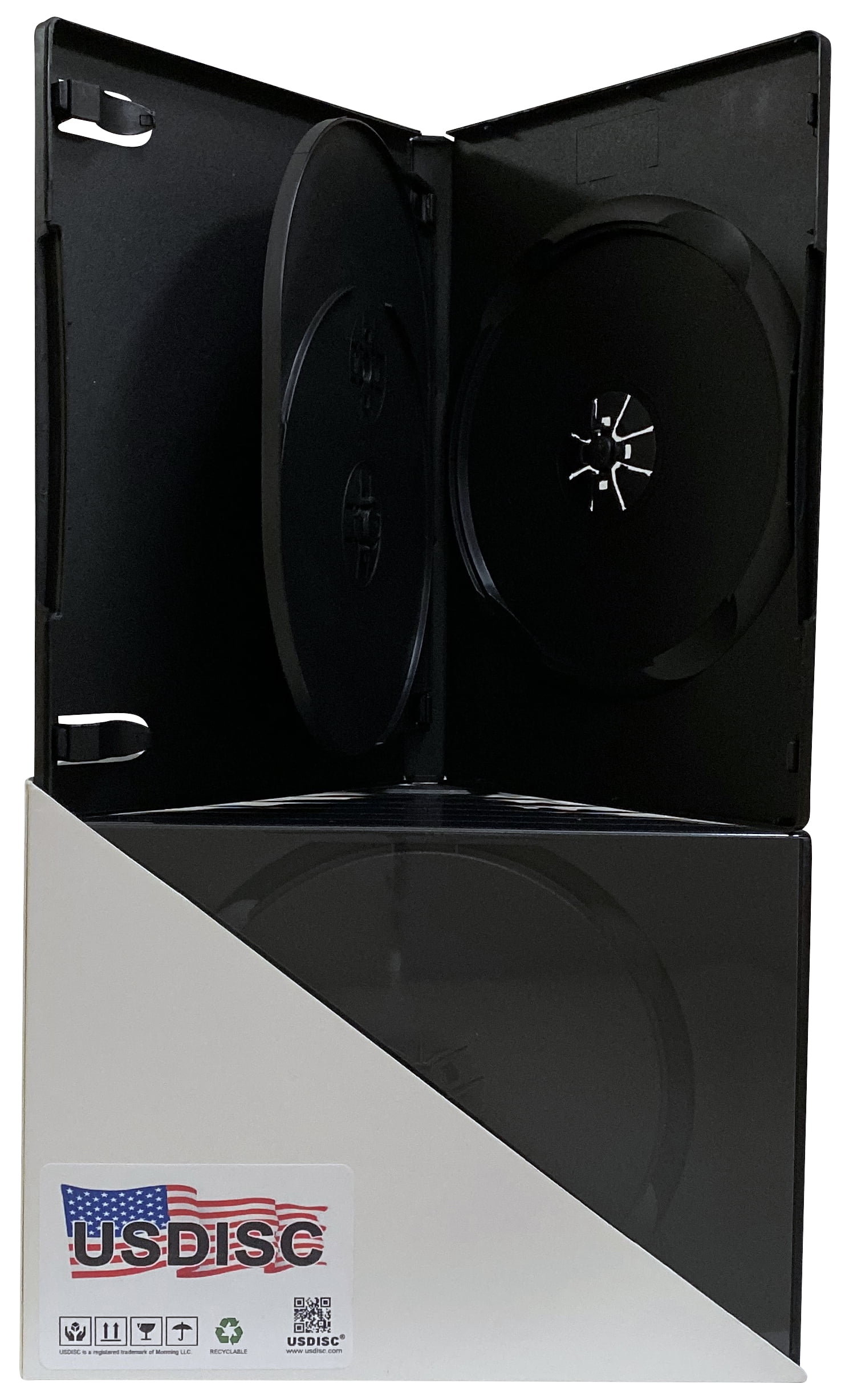 USDISC DVD Cases Standard 14mm Economy, Triple 3 Disc, Black, Pack Of 100