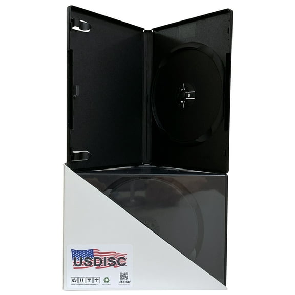 USDISC DVD Cases Standard 14mm AAA Grade, Single 1 Disc, Black, Pack Of 10