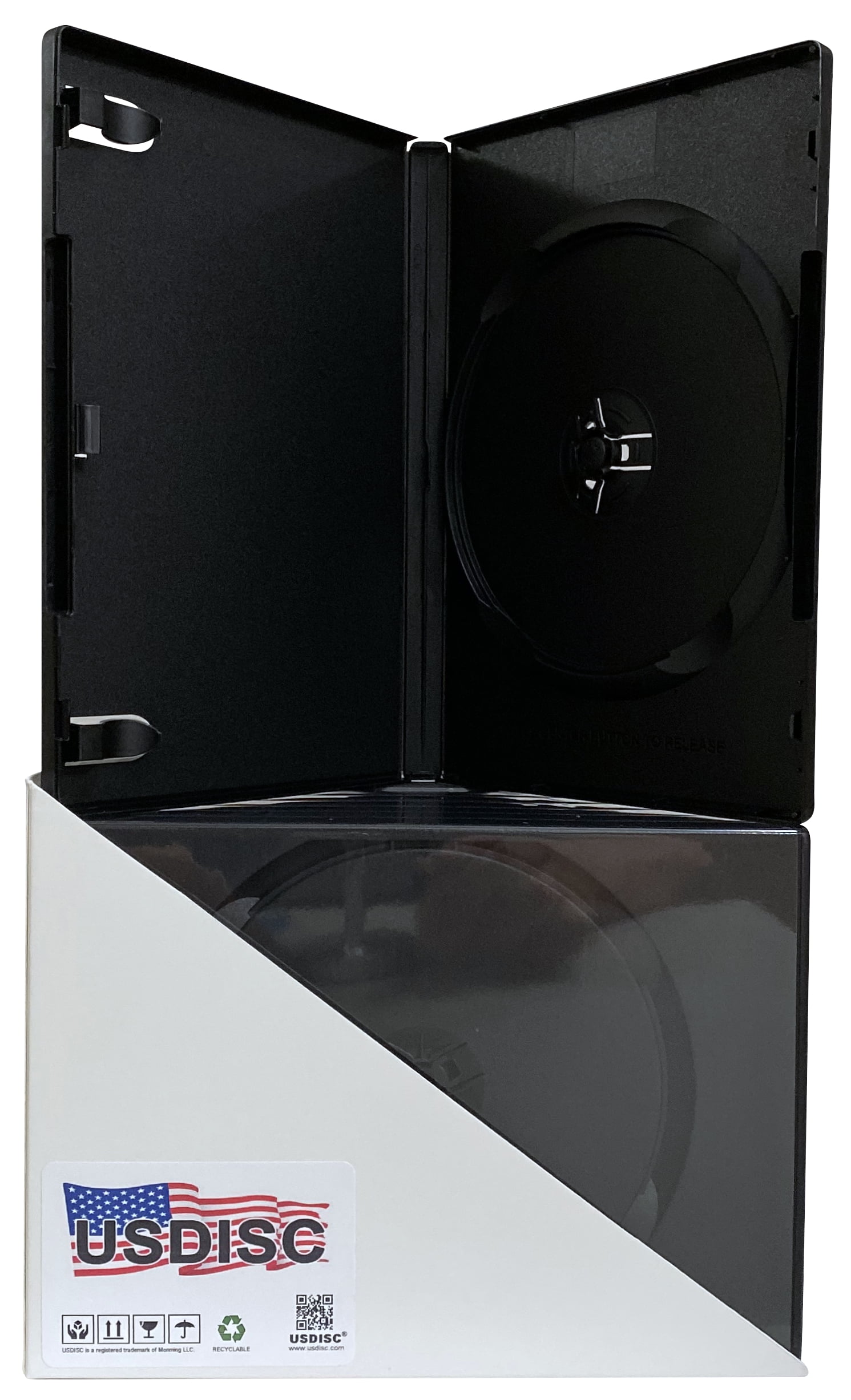 USDISC DVD Cases Standard 14mm Premium, Single 1 Disc, Black, Pack Of 1200