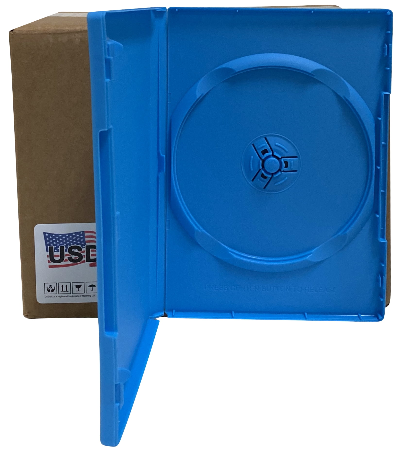 USDISC DVD Cases Standard 14mm Premium, Single 1 Disc, Blue, Pack Of 100