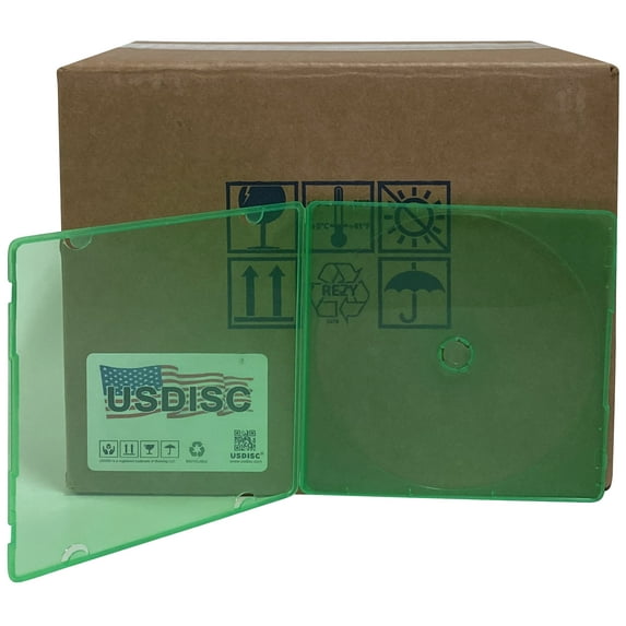 USDISC PP Poly Cases 5mm, Single 1 Disc, Clear Green, Pack Of 25