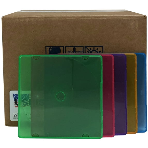USDISC PP Poly Cases 5mm, Single 1 Disc, Multicolor, Pack Of 100