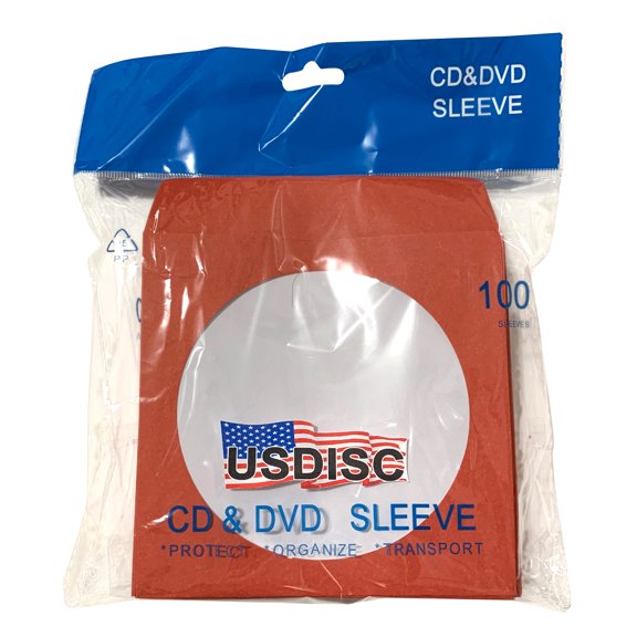 USDISC Paper Sleeves 100g Window, Flap, Red, Pack Of 2000