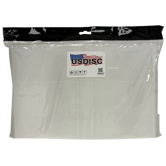 USDISC Plastic Sleeves 4mil 11 x 7.5, Full DVD Insert, Double 2 Disc, Clear, Pack Of 50