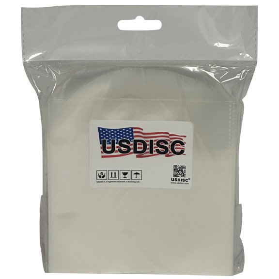 USDISC Plastic Sleeves 4mil 5.2 x 5.1, Stitches, Clear, Pack Of 1000