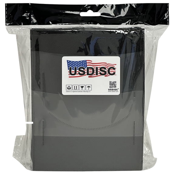 USDISC Plastic Sleeves 4mil 7.5 x 5.75, Fits DVD Booklet, Double 2 Disc, Black, Pack Of 200