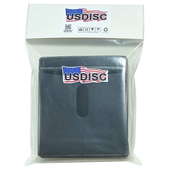 USDISC Plastic Sleeves, Double-sided 2 Disc, Black, Pack Of 300