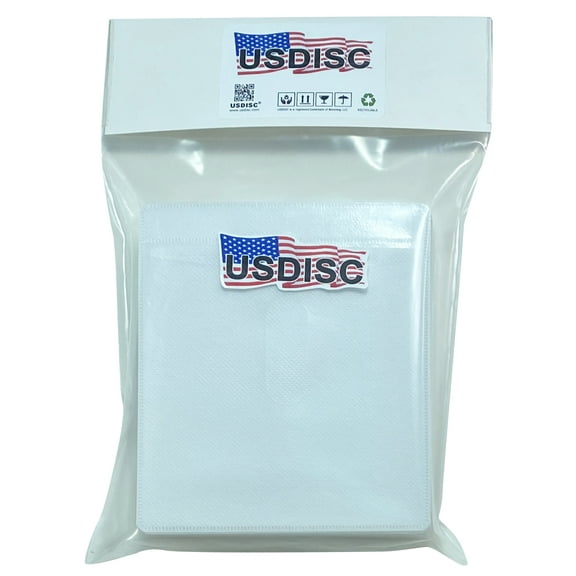 USDISC Plastic Sleeves, Double-sided 2 Disc, White, Pack Of 200