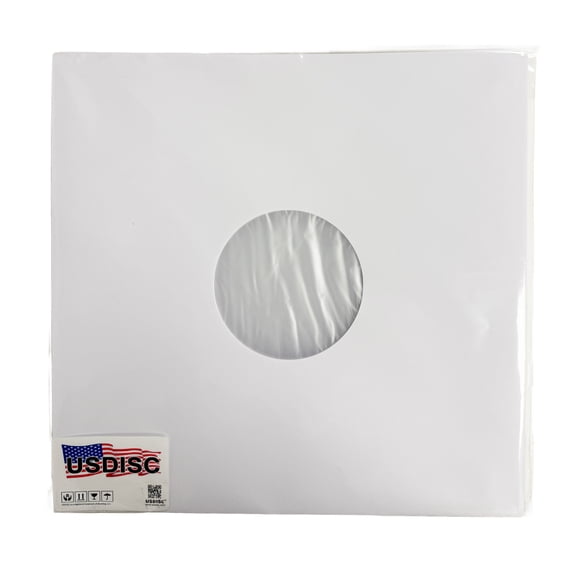 USDISC Record Inner Sleeves 12", LP, Polylined, Square Corners, White, Sleeve Of 500