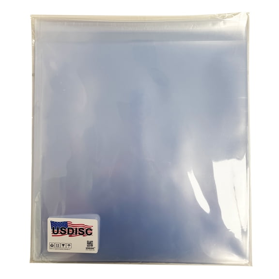 USDISC Record Outer Sleeves 12", LP, OPP, 4mil Sealable Flap, Clear, Sleeve Of 50