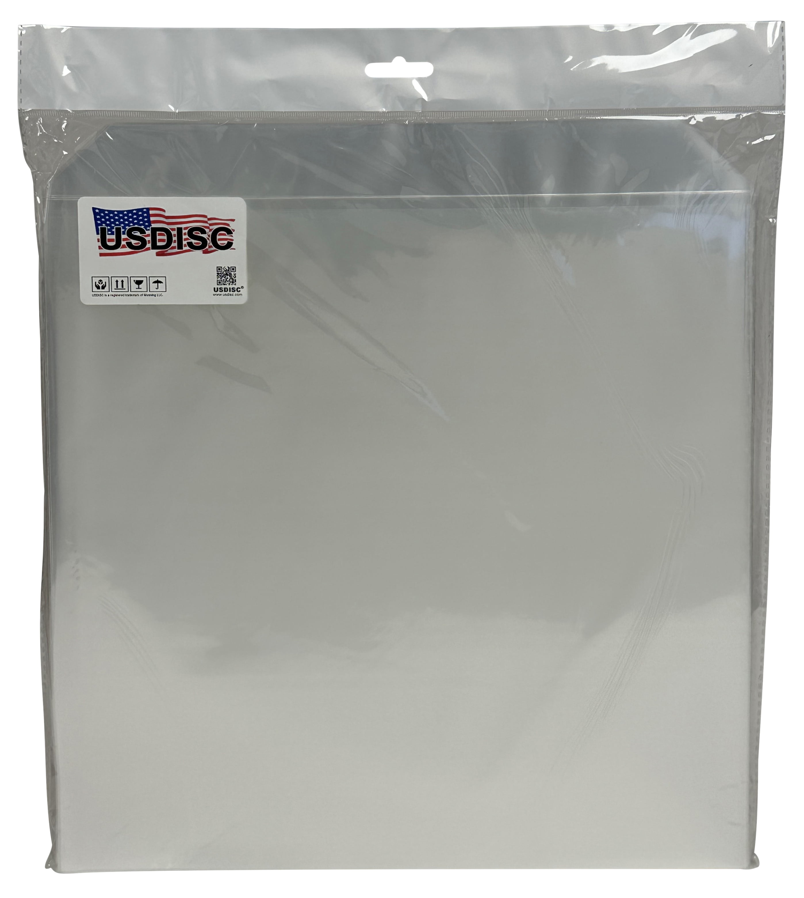 USDISC Storage Pockets 12.75 x 12.75, Flap, 3mil Cardstock, Clear, Pack Of 500