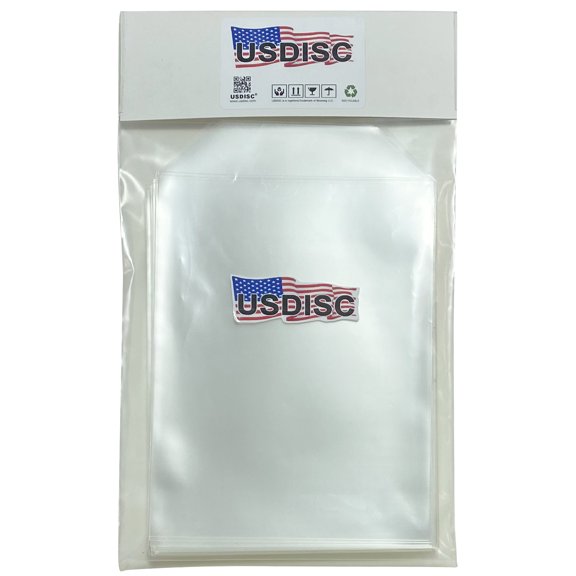 USDISC Storage Pockets 5.625 x 7.375, Flap, 4mil Stamp & Die, Clear, Pack Of 500