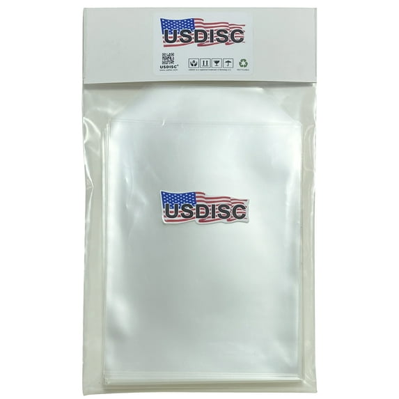 USDISC Storage Pockets 5.625 x 7.375, Flap, 4mil Stamp & Die, Clear, Pack Of 50