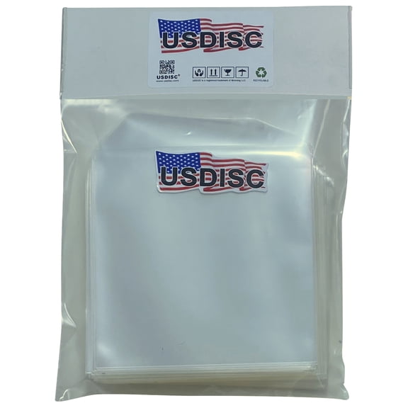 USDISC Storage Pockets 5 x 5.125, Flap, 4mil Stamp & Die, Clear, Pack Of 50