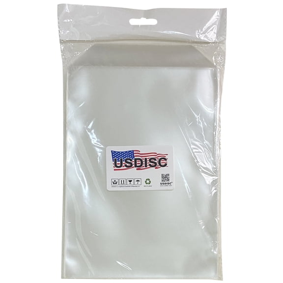 USDISC Storage Pockets 6.75 x 9.5, Flap, 4mil Stamp & Die, Clear, Pack Of 50