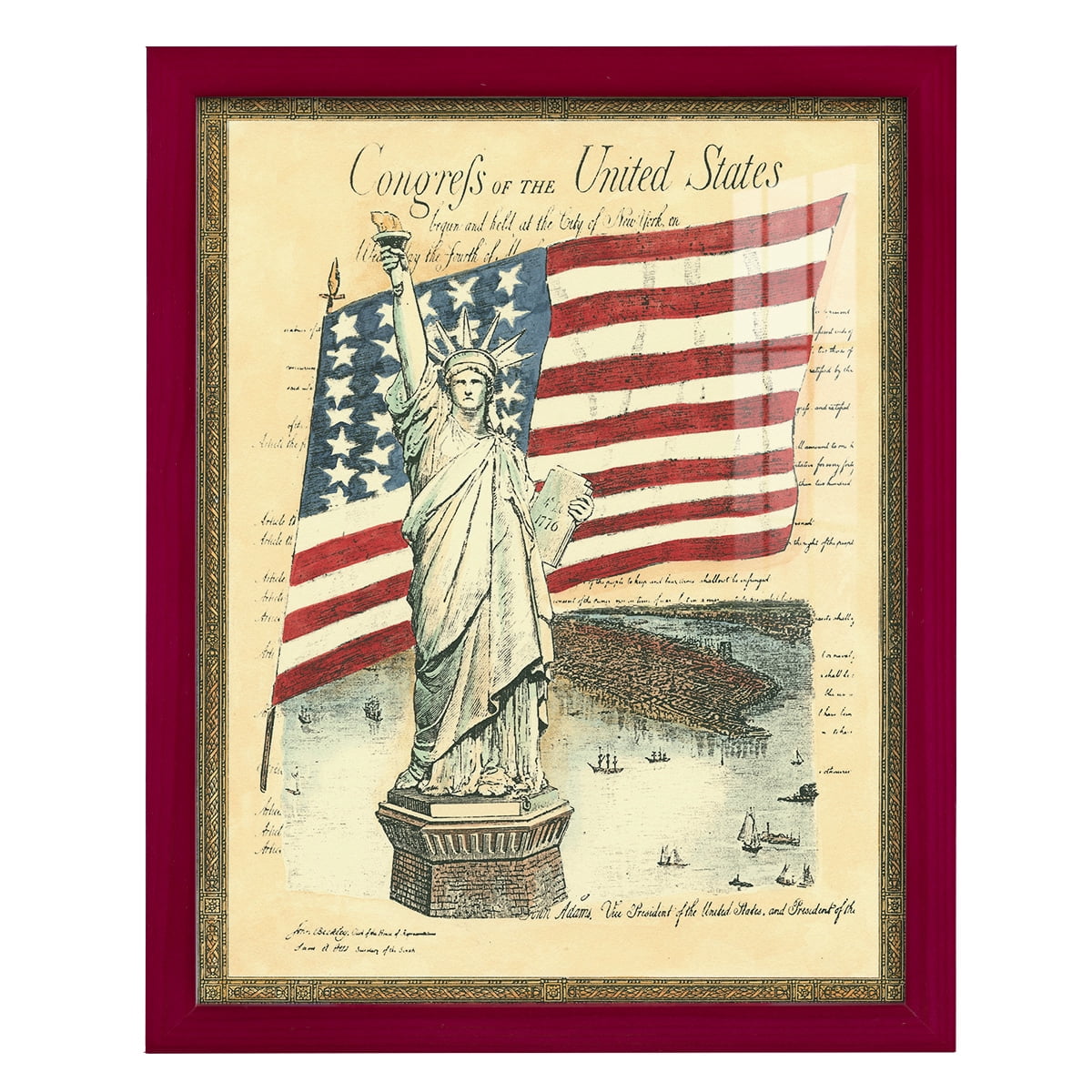 USE D # Proud To Be An American I -Framed Print w/glass-Cherry Red