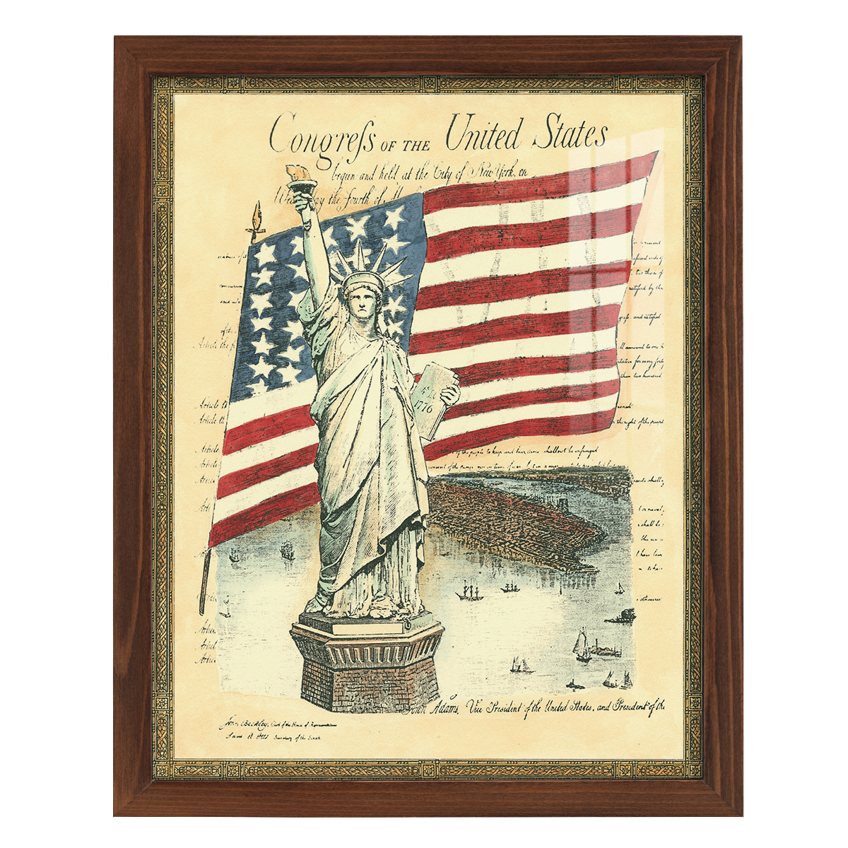 USE D # Proud To Be An American I -Framed Print w/glass-Chestnut