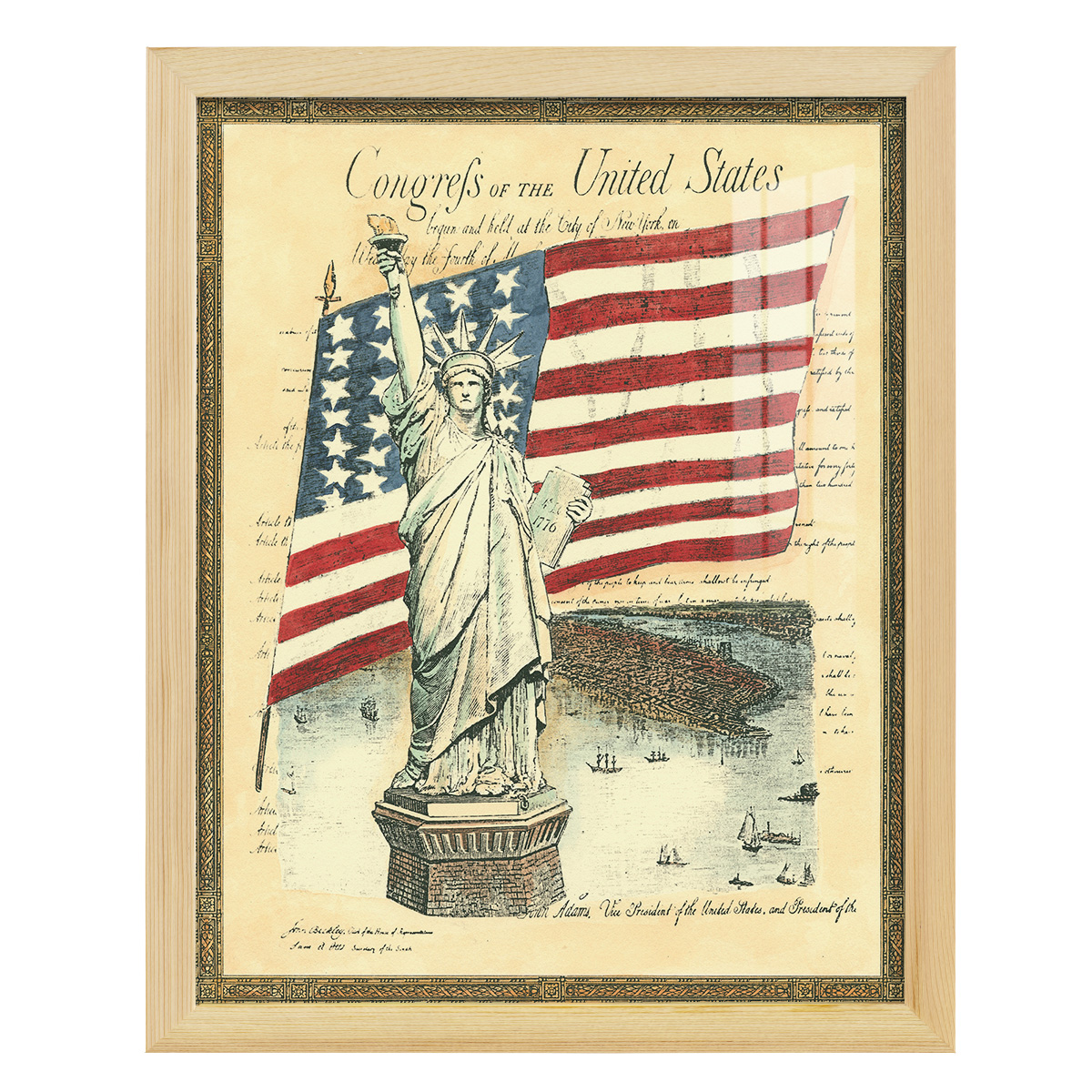 USE D # Proud To Be An American I -Framed Print w/glass-Natural Wood