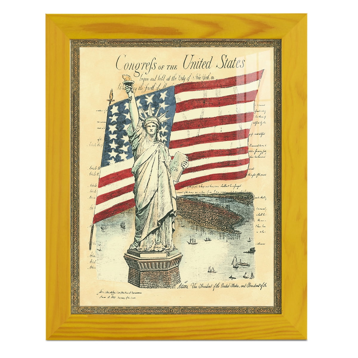 USE D # Proud To Be An American I -Framed Print w/glass-Sunflower Yellow