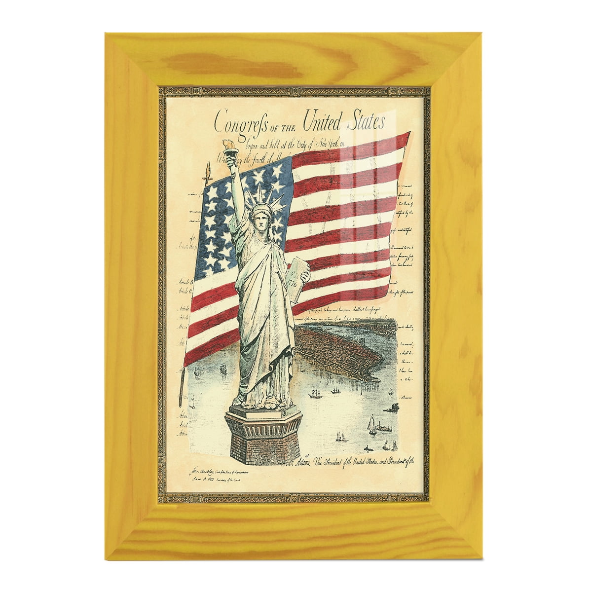 USE D # Proud To Be An American I -Framed Print w/glass-Sunflower Yellow